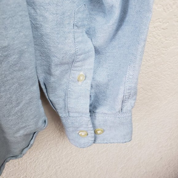 H&M Women's Sz Large Chambray Cotton Long Sleeve Button Down Regular Fit Shirt - Picture 8 of 11